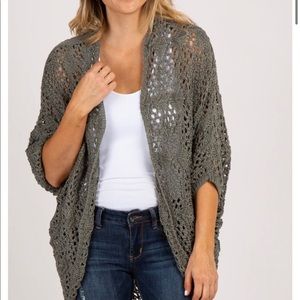 Pink blush maternity cream crochet cardigan